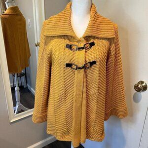 JM Collection Mustard Toggle Front Cardigan, Size Small